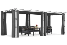 Barbados terasz pergola 3x6 m Garden Point függönyökkel fehér és antracit színben