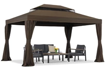 Barna kerti pavilon függönyökkel Valencia 3x4m Garden Point