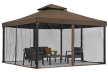 Barna kerti pavilon szúnyoghálóval Valencia 4x4m Garden Point