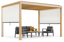 Lagos 3x4 szabadon álló terasz pergola 3m Garden Point fából készült 3m-es Garden Point oldalsó redőnnyel - fehér színben