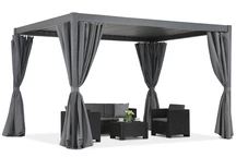 Lagos 3x4 terasz pergola Garden Point függönyökkel antracit színben