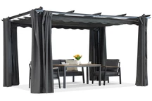 Barbados terasz pergola 3x3 m Garden Point függönyökkel antracit bézs (1)