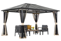 Modern kerti pavilon Santiago 3x3.6m szúnyoghálóval Garden Point