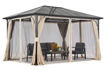 Modern kerti pavilon Santiago Premium 3x3.6m Garden Point bézs színben