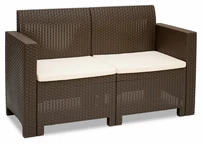 Nebraska 2 tech rattan kanapé kétszemélyes, barna
